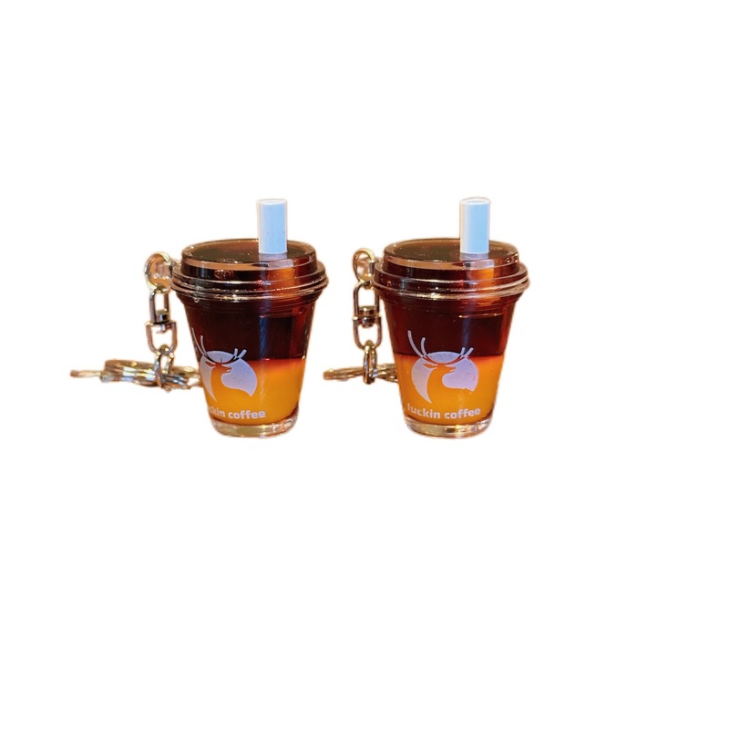 【在庫あり】クリエイティブ オイルフローティング ルイシン アメリカン オレンジ C コーヒーカップ キーホルダー バッグ ペンダント ギフト|undefined