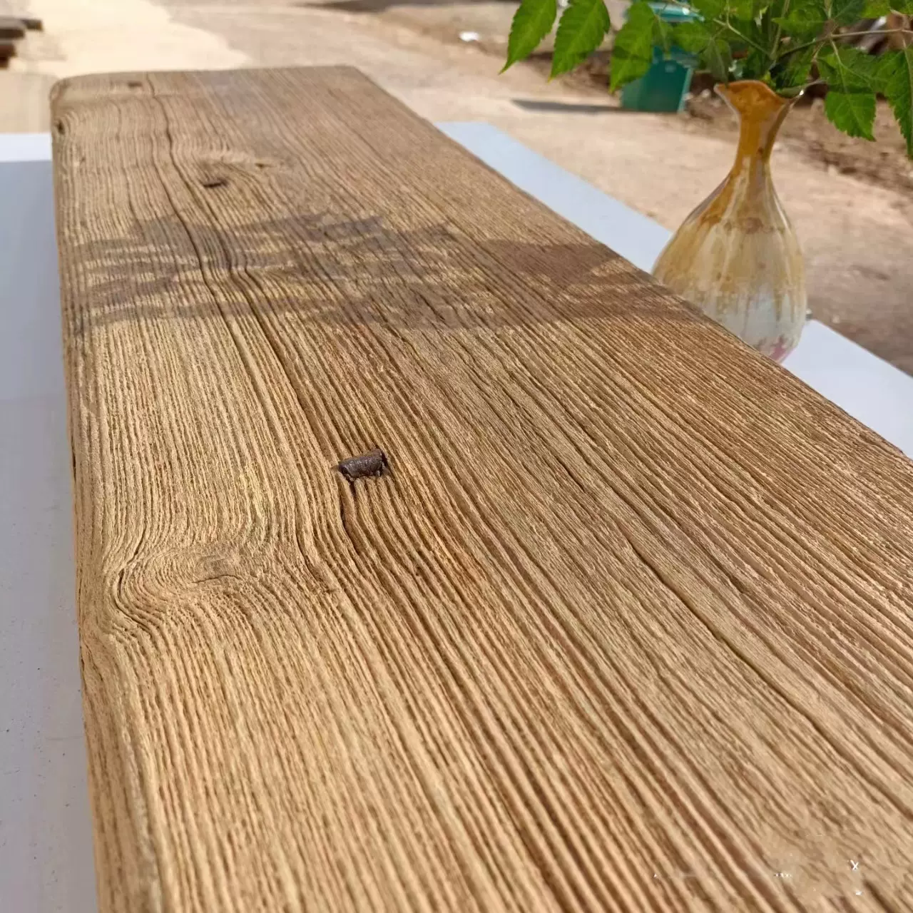 老榆木老门板旧木板材家具茶台桌面楼梯踏步板实木板老木料复古