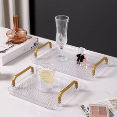 Acrylic Double-Ear Plastic Fruit Bowl for Japanese Style Home Living Room, Simple Afternoon Tea Snack Plate, Snack Storage Trays