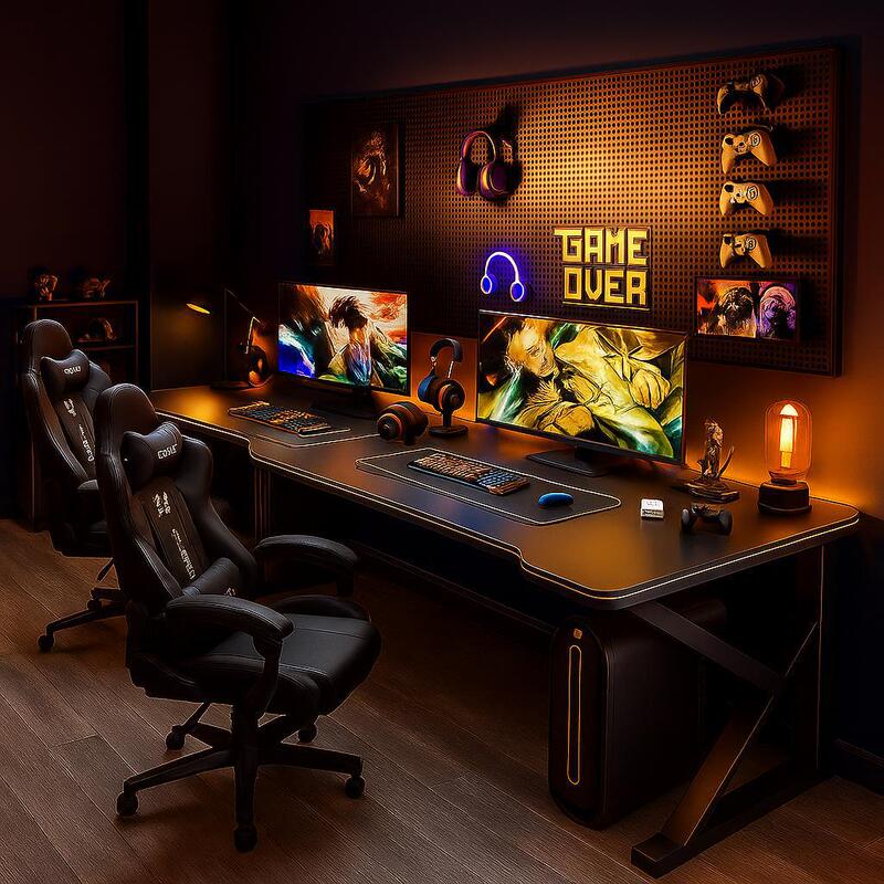 Double Computer Desk Desktop Home Long Desk Simple Office Desk Student Writing Desk Indoor Bedroom E-Sports Table