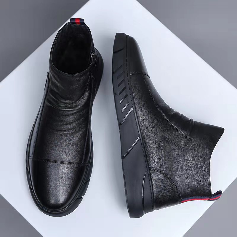 Martin Boots Uomo Autunno Nuove scarpe da uomo Tendenza Versatile Scarpe con cerniera con stivaletti in velluto Stivali medi britannici_voghion.com