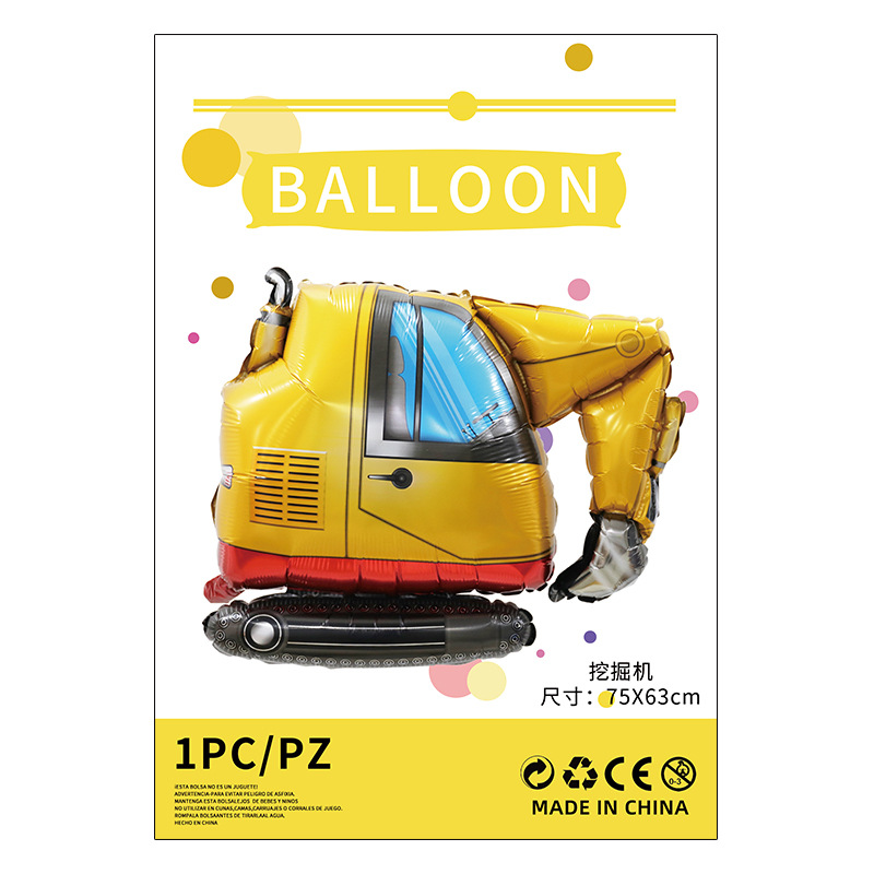 Herramientas de transporte globo de película de aluminio embalaje independiente camión de bomberos ingeniería vehículo avión juguete para niños globo de película de aluminio al por mayor