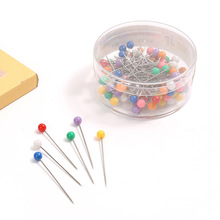 圆盒装80枚4*32mm大头珠光针糖果色珠光针手工裁剪定位针固定针