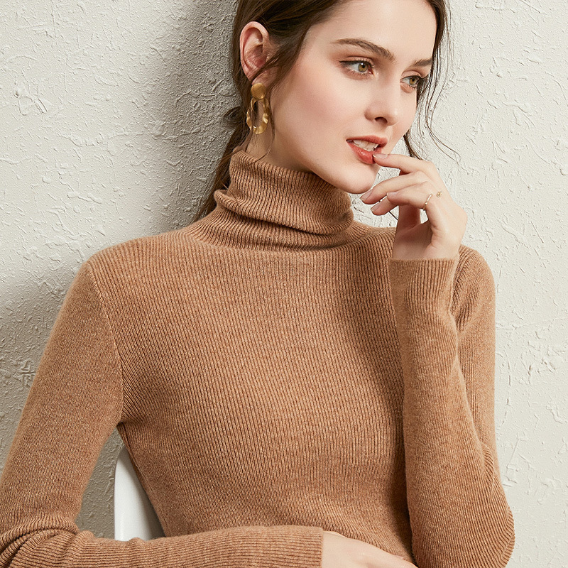 23 New pile collar autumn and winter knitted bottoming shirt wool turtleneck sweater women's slim fit slimming inner thickened pullover 23 New pile collar autumn and winter knitted bottoming shirt wool turtleneck sweater women's slim fit slimming inner thickened pullover