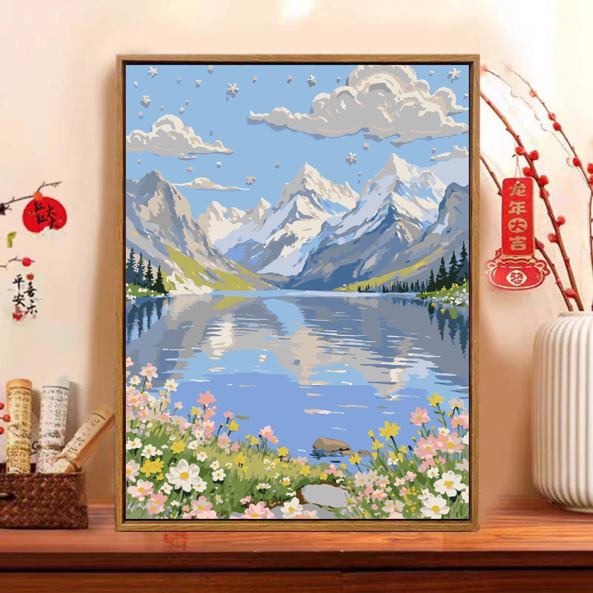 Floral pintura al óleo digital diy pintura de relleno adulto pintado a mano paisaje pintado a mano pintado acrílico pintura decorativa