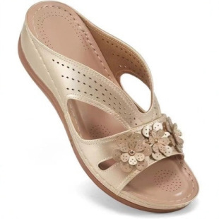 Foreign trade Europe and the United States plus size retro flower wedge sandals 2025 new leisure beach fish mouth sandals