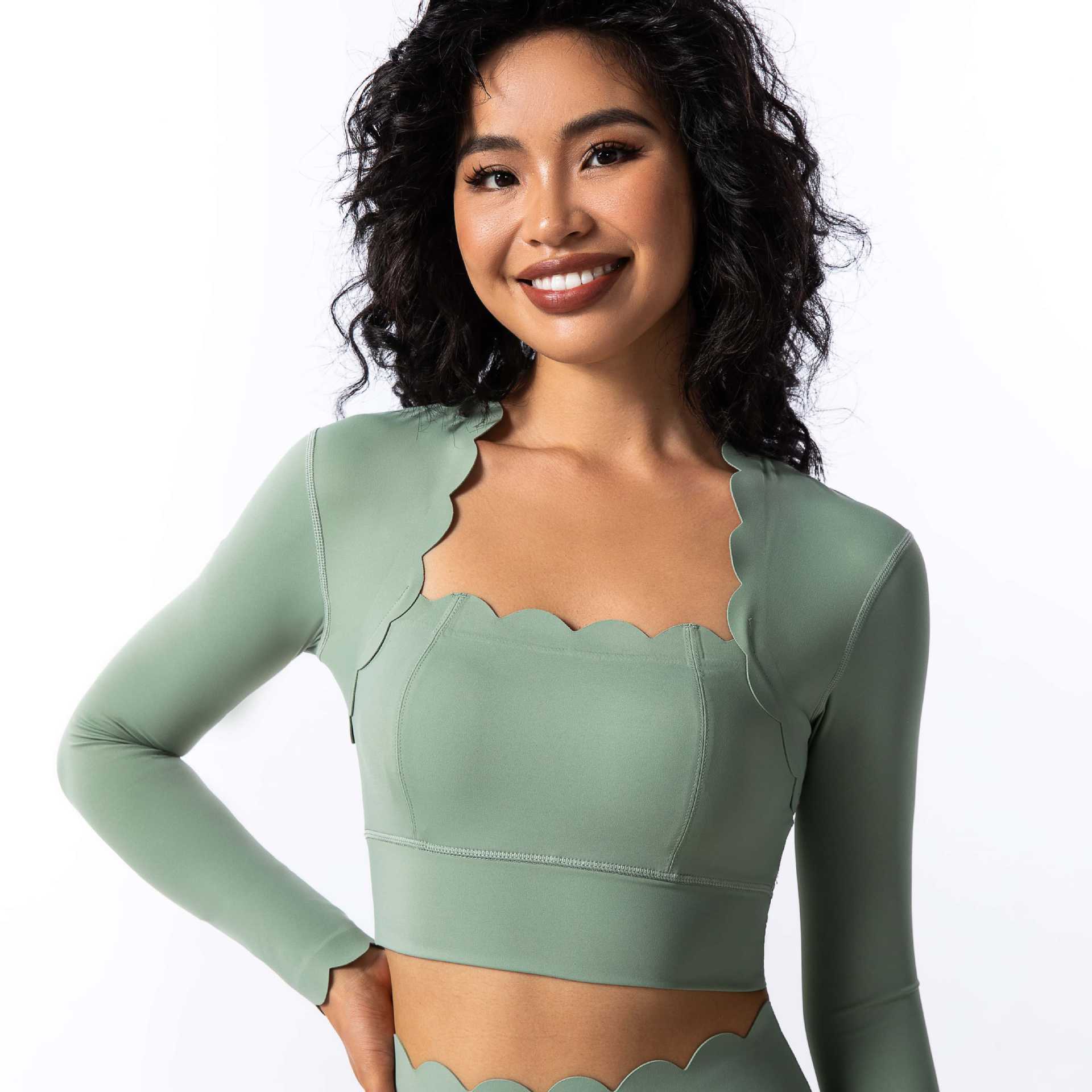 Sage-colored top (long)