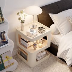 ベッドサイド収納ラック、小さなコーヒーテーブル、錬鉄製ベッドサイドテーブル、収納キャビネット、サイドキャビネット、ベッドルームクリームソファサイドテーブル、クリエイティブスタイル