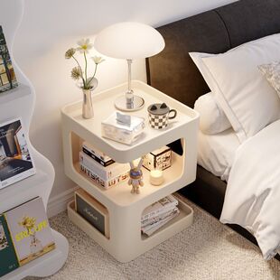 Bedside Storage Rack Small Coffee Table Wrought Iron Bedside Table Storage Cabinet Side Cabinet Bedroom Cream Sofa Side Table Creative Style