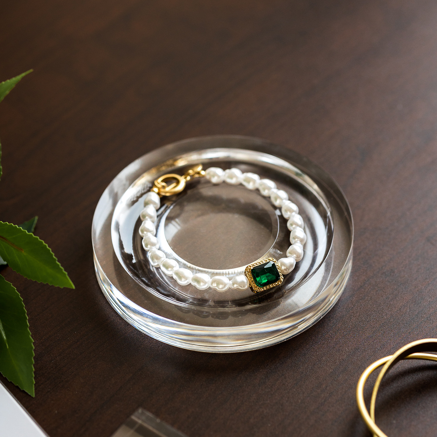 둥근 아크릴 손 장식 접시