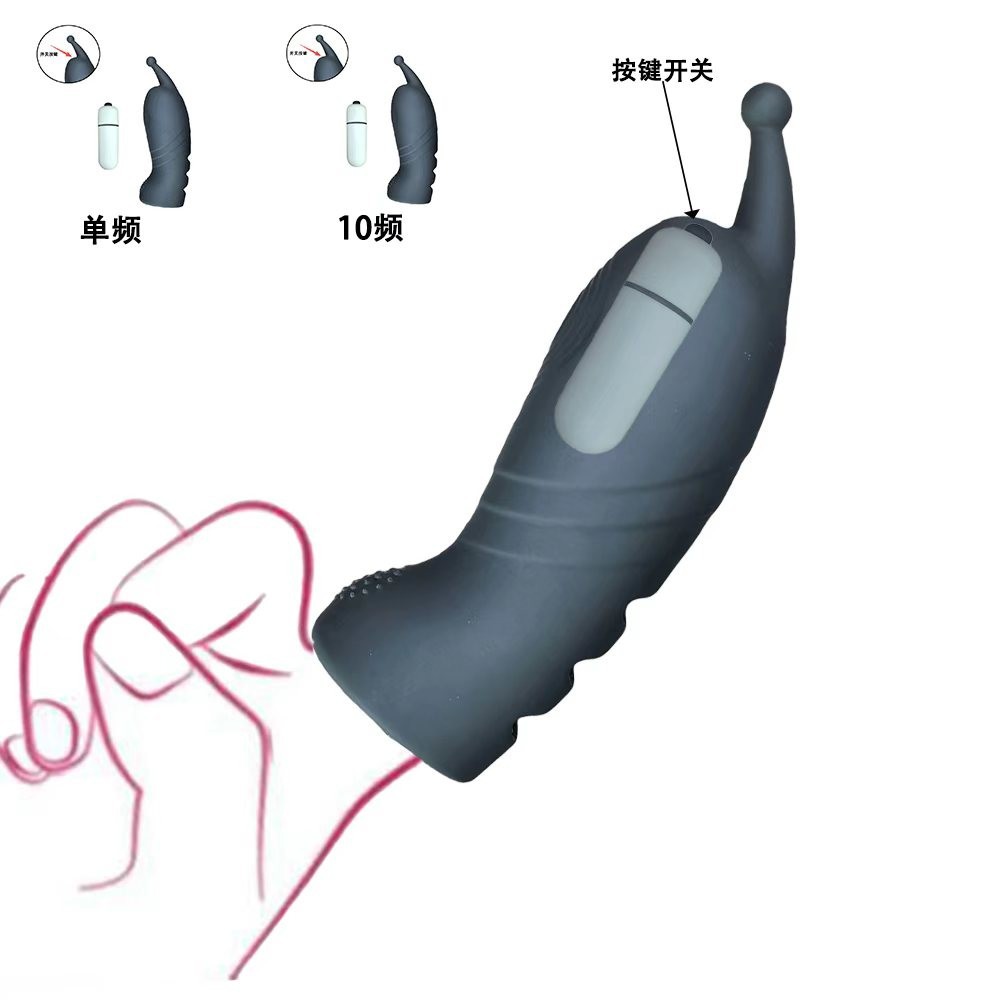 Finger Vibrator Sleeve, Silicone G-Spot & Clitoral Massager, Black — detail image 1