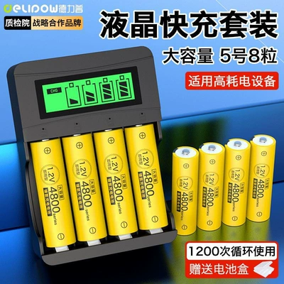 Delipu Rechargeable Battery No. 5 Hibrid akkumulyator batareyaları - 4-slot-lcd-fast-charge-aa-4800-battery-8-cells
