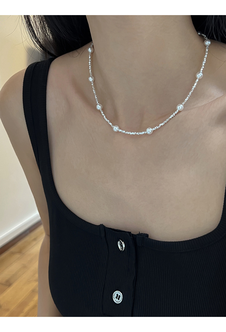 Künstlicher Kristall Künstliche Perle Sterling Silber Elegant Einfacher Stil Perlen Geometrisch Halskette display picture 10