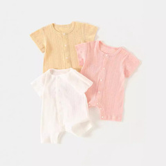 DUUDUU Solid Color Summer Thin Baby Onesie Short Sleeve Newborn Air Conditioning Clothes Sleepwear Class A Baby Clothes