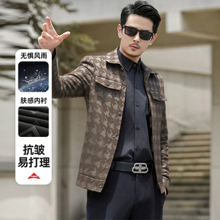 Casual Pure Color Motorcycle Leather Jacket Men's 2025 Autum New American Retro Loose Trendyy Pu Leather Jacket