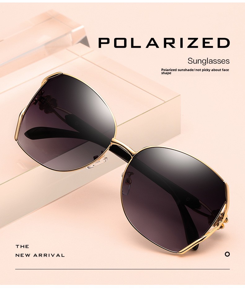Polarized Sunglasses For Women Elegant Diamond Clover Metal Frames_voghion.com