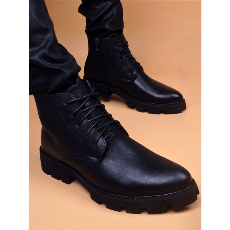 Martin сапоги мужские осенние и зимние бархатные теплые хлопчатобумажные сапоги корейские модные короткие кожаные сапоги мужские туфли
