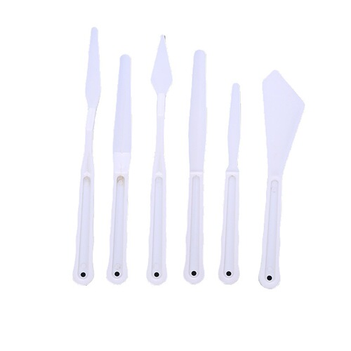 Factory direct supply plastic oil painting knife 6-piece set gouache paint scraper pick knife art painting palette knife