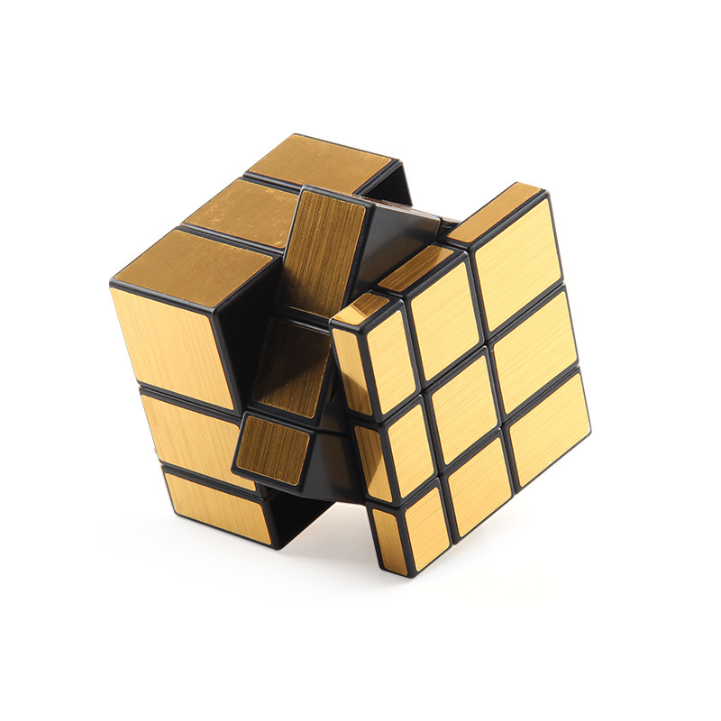 Puzzle segundo y tercer orden oro-plata espejo cubo rubico suave rotación de forma extraña cubo rubico dedos descompresión cubo rubico bolsa de juguetes