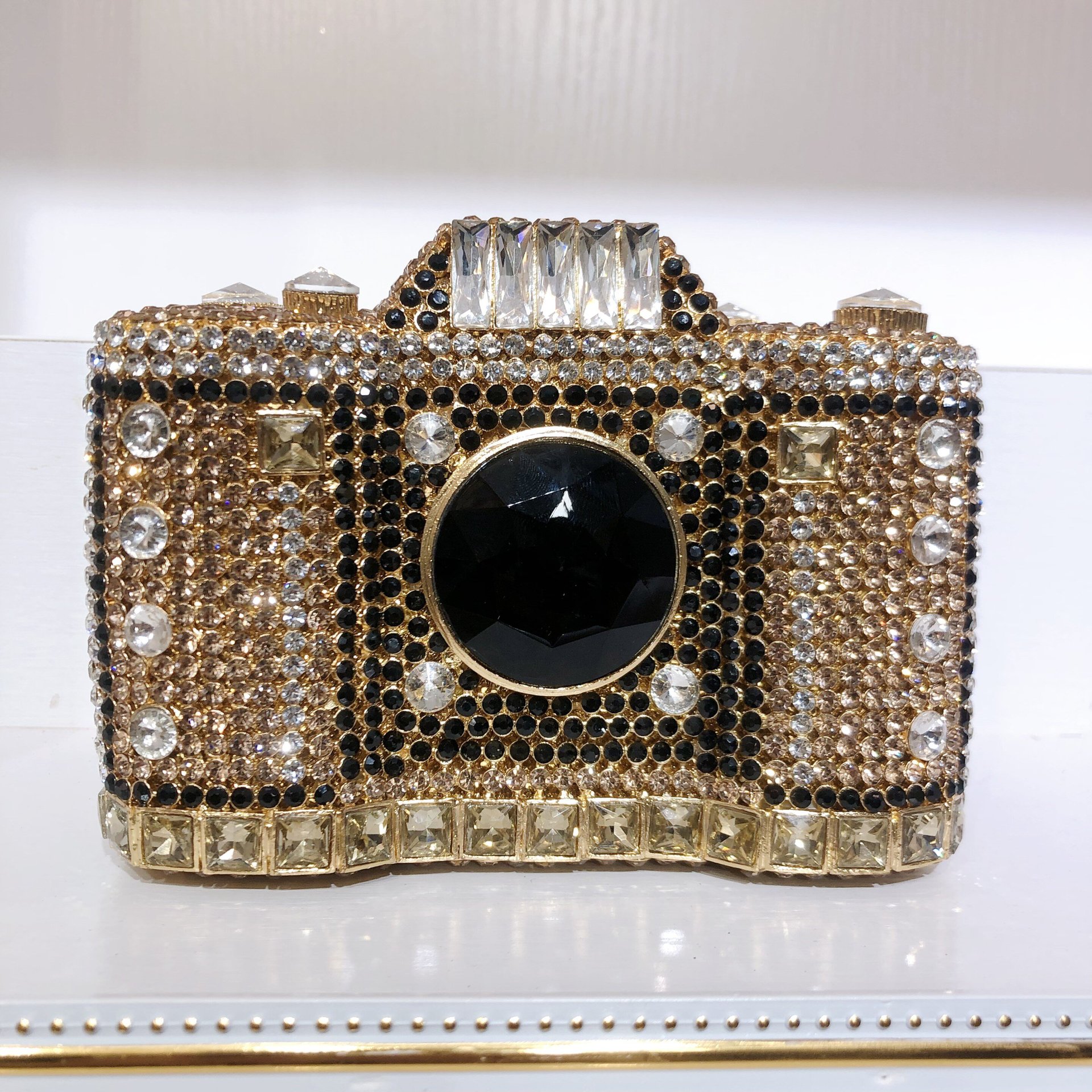 Túi clutch nữ đính kim cương cầm tay dự tiệc sang trọng — Cà phê vàng/hàng có sẵn, Màu xanh lục, Màu bạc, Màu xanh lá chi tiết 9