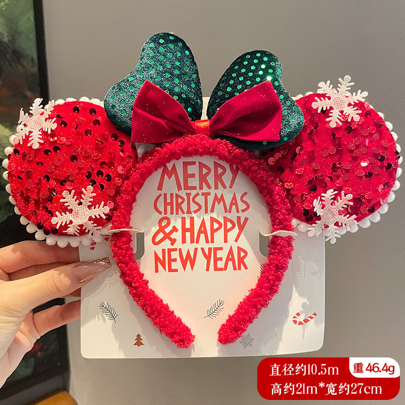 Bonito Minnie arco de cabeza de Navidad mujer dulce cabello fijación de cabello fiestas de cabello adornos de tocado