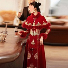 敬酒服新娘中式2023新款秋冬结婚秀禾服红色礼服女冬长袖旗袍冬季