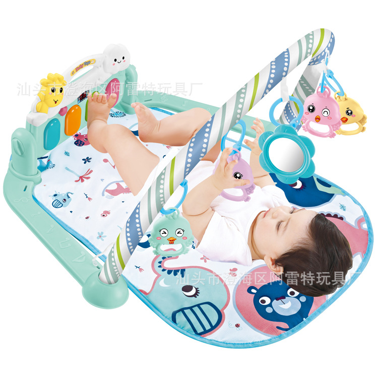 婴儿脚踏钢琴健身架0-3岁宝宝灯光音乐游戏毯玩具益智摇铃爬行毯