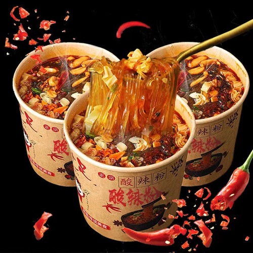 Influencer's Big Eat Ka Guo Shu Shu Gai Xie Jia Hot and Sour Noodles Large Bucket Rice Noodles Vermicelli Instant Soup