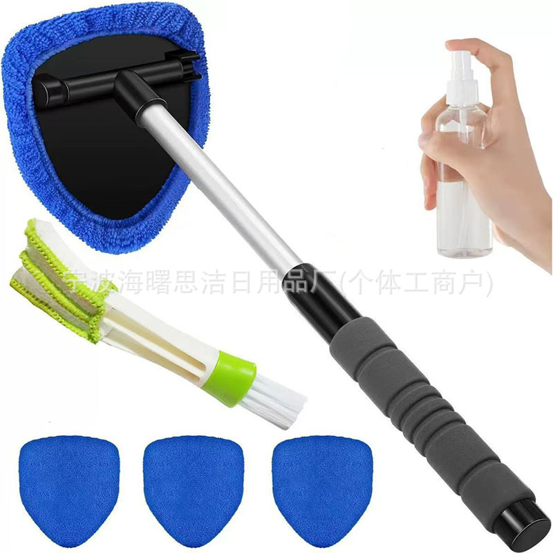 Car air: Qìchē Car cleaning tools - 1-set-b-style-sponge-plastic-parts-4-blue-cloth-covers-1-100ml-bottle-1-detail-brush
