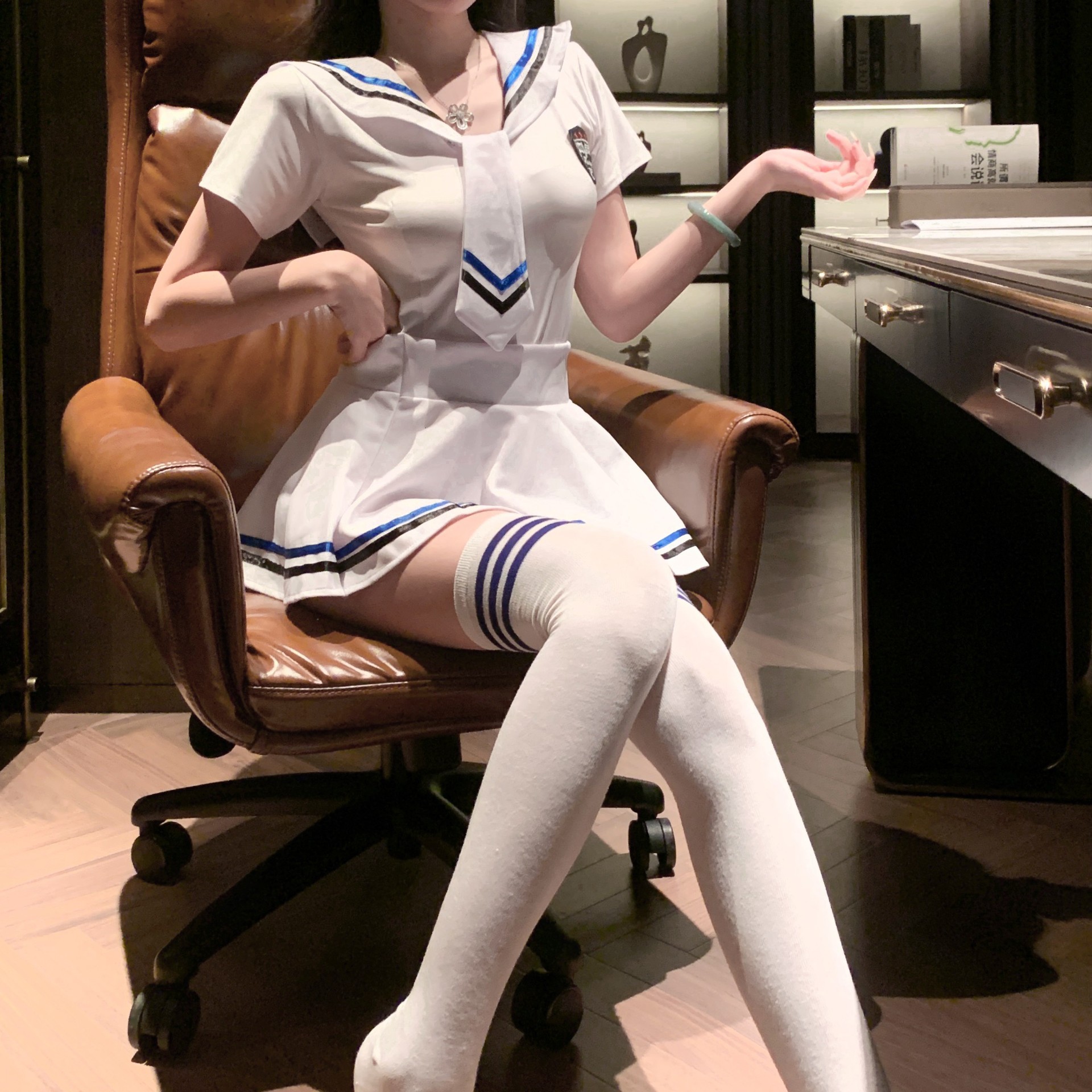Sexy and Pure Jk Student Outfit Sailor Suit Uniform Pure Desire Student Hottie Qqny White Short Skirt Suit Plus Size