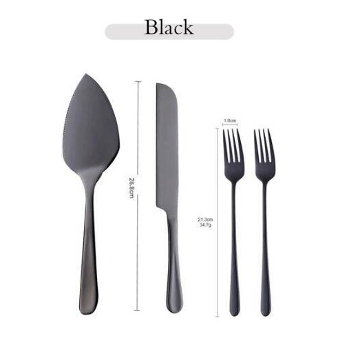 검은색 칼과 삽 + 포크