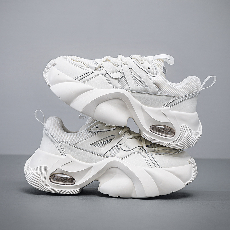 Men's Shoes: Platform Loafers, Spring 2024, Motorbike Dad Shoes, Thick Sole, Sporty Mesh, Casual, Dropshipping One Piece