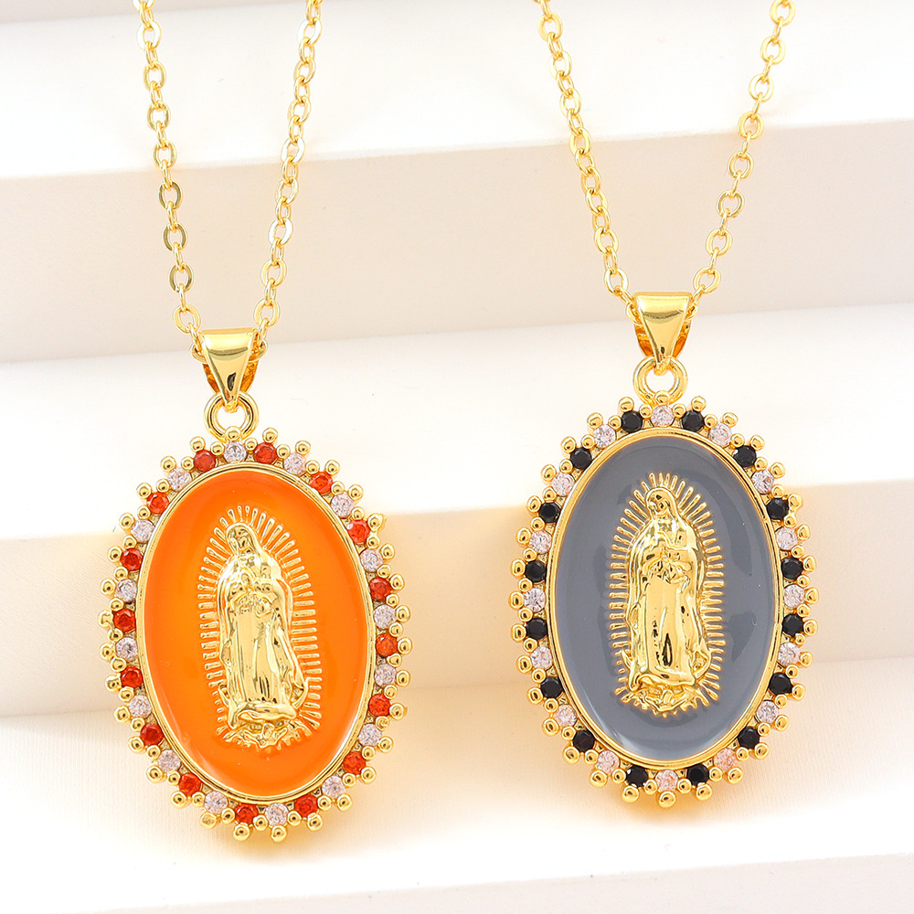 Pendant Necklace Classification Copper Simple Style Classic Style Inlay Round Rhinestones Pendant Necklace
