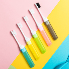 [Selected] Portable travel toothbrush for adults with soft bristles, rainbow-shaped gum protection, home printed logo