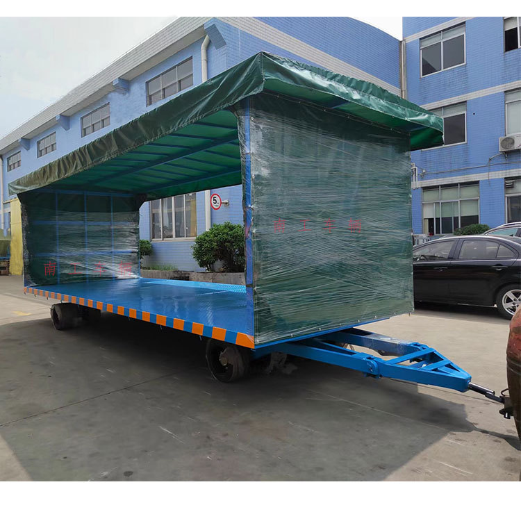 15T雨篷平板拖车 全挂式无动力叉车牵引挂车