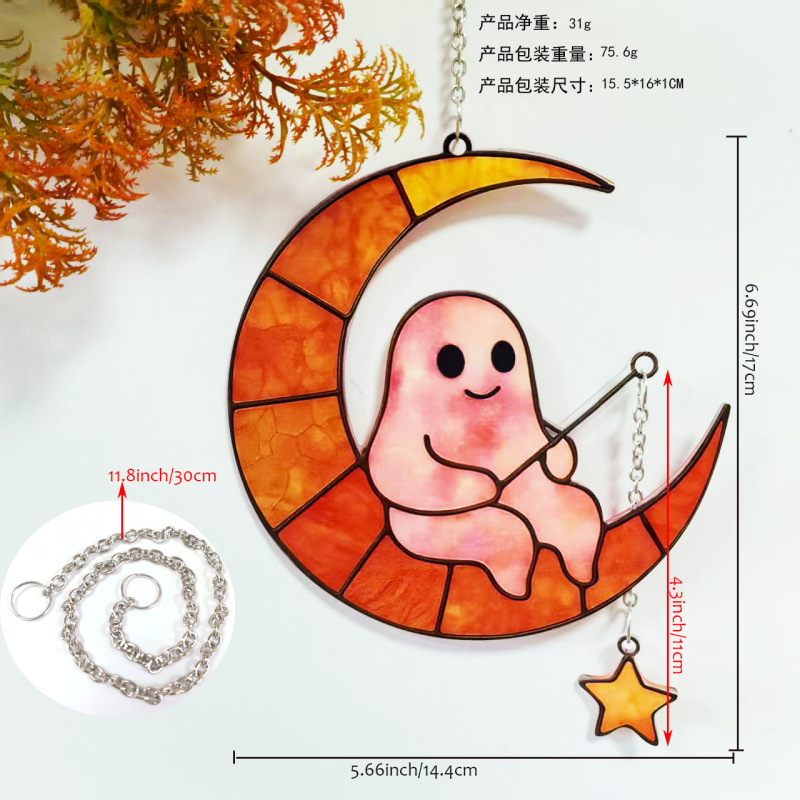 跨境新品 万圣节节日装饰品橱窗装饰挂件幽灵平面挂牌装饰|undefined
