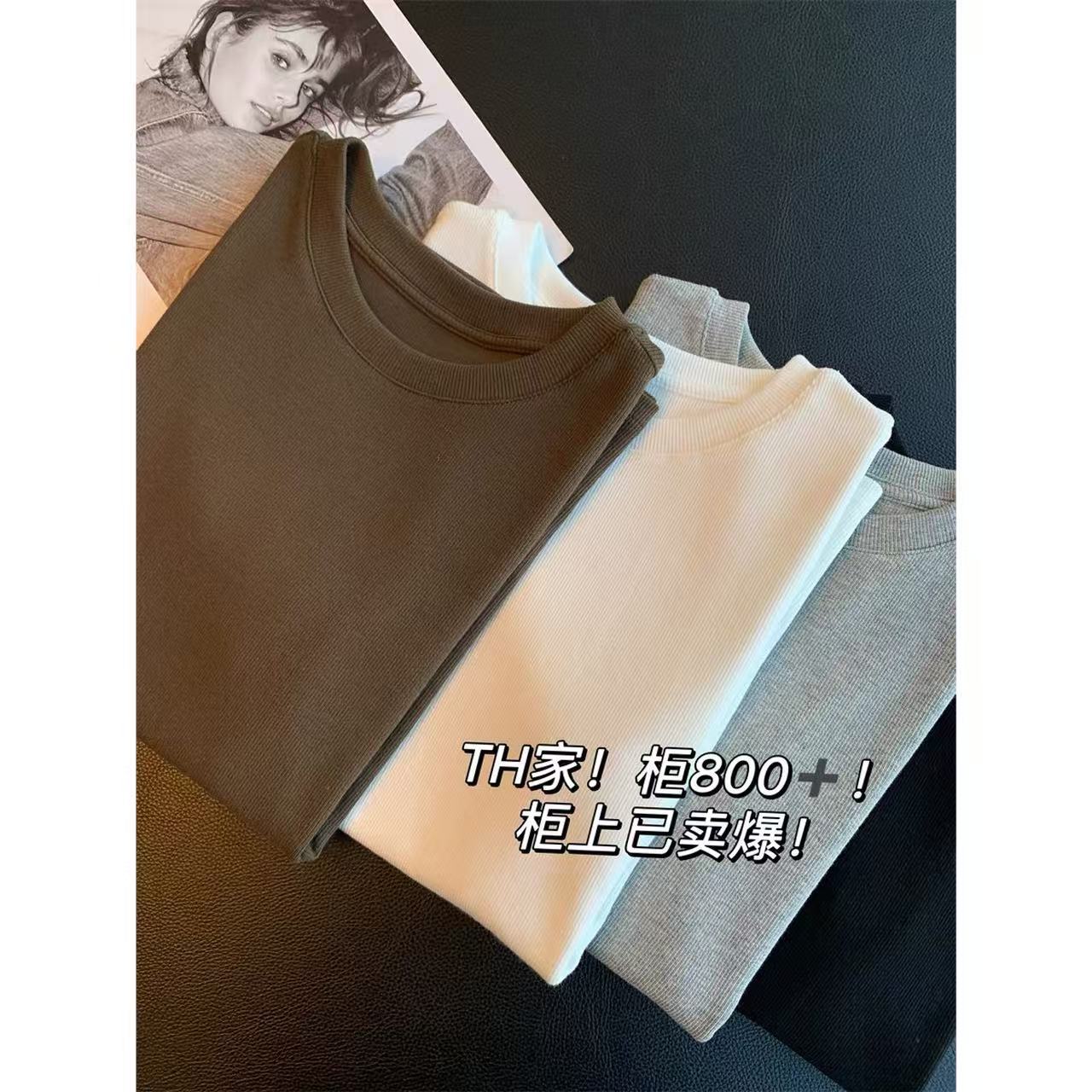 TH 지속 ~ 기질 여성용 얇은 핏 어깨 슬림 크루 넥 짧은 소매 티셔츠 슬림 핏 탑 여성용 K0206T