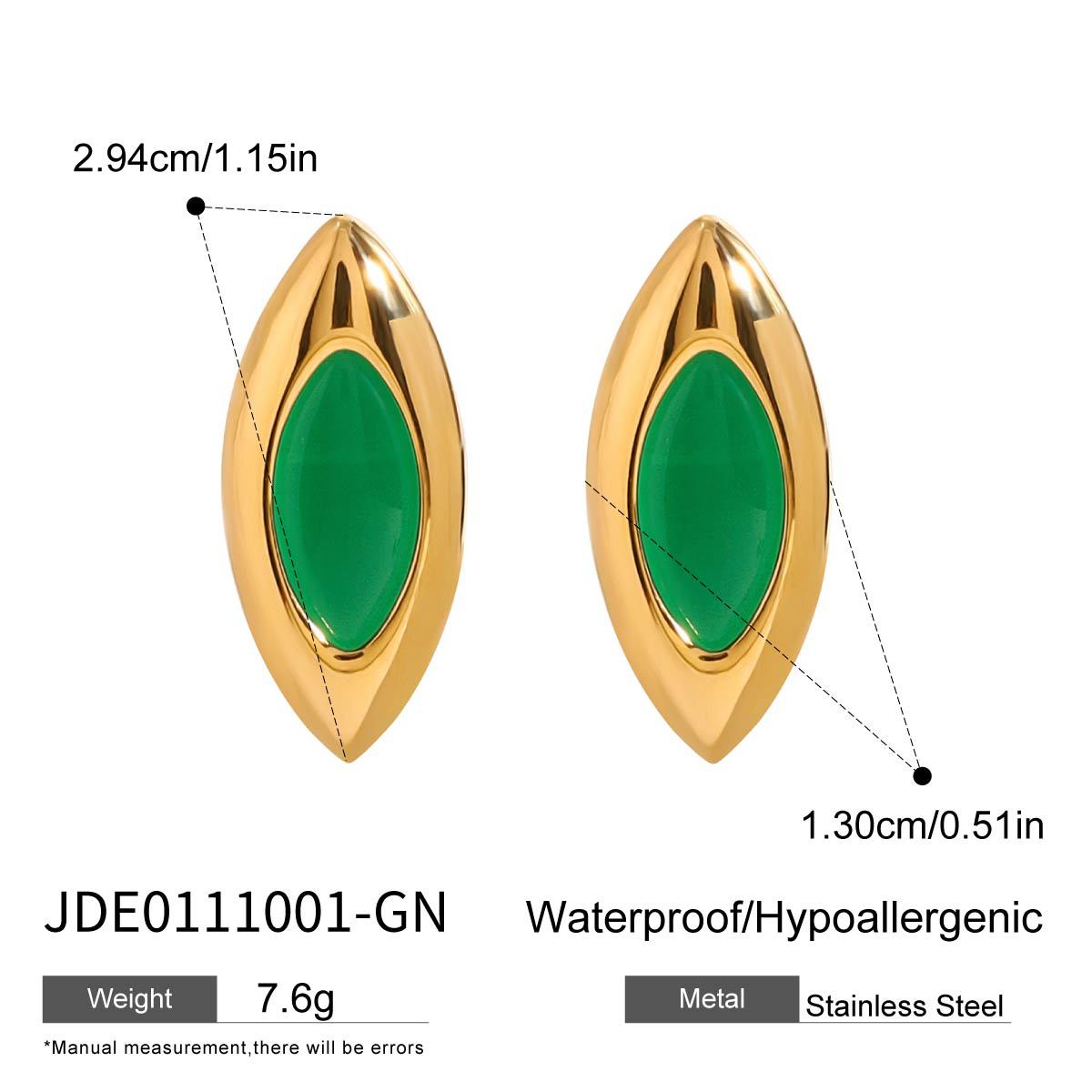 JEDING europa y americana pernos de acero inoxidable ágata de alta calidad pendientes retro pendientes de acero de titanio pendientes joyas transfronterizas