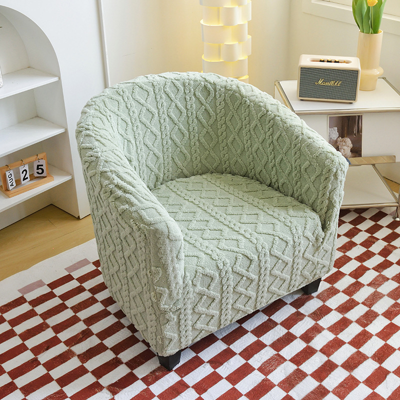 Anti-Scratch Half-Round Armchair All-Season Universal, Non-Slip Chair Cover, Comfortable And Warm Sofa Cover_voghion.com