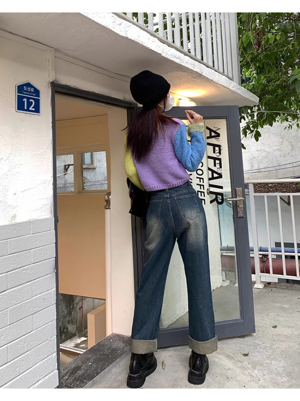 胖妹妹阔腿裤子2025年新款宽松显瘦大码春秋复古直筒高腰牛仔裤女|undefined