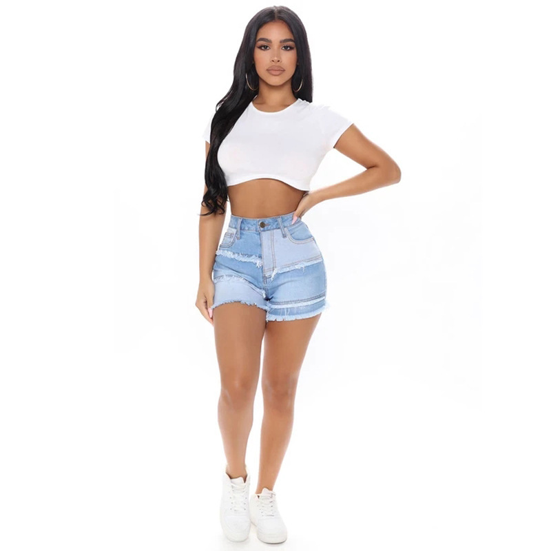 2025 Spring European and American Street Fashion Trendy Washed Furry Women's Washed White Jeans Light Color Denim Shorts 2025 Spring European and American Street Fashion Trendy Washed Furry Women's Washed White Jeans Light Color Denim Shorts