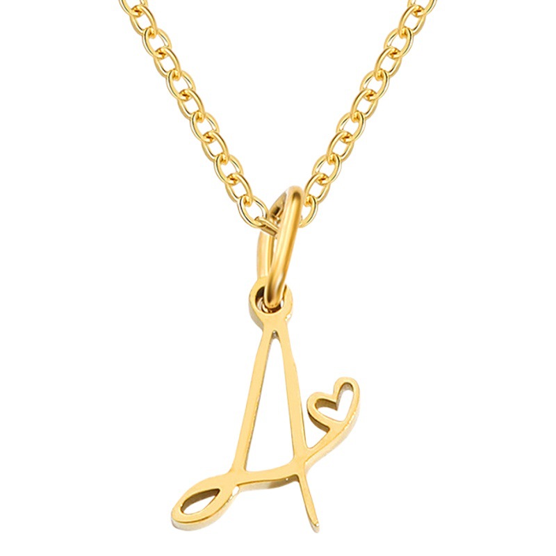European and American Cross-Border 26-Letter English Alphabet Necklace for Women, Unique and Niche Clavicle Chain, Cross-Border Hot-Selling Stainless Steel Necklace Wholesale