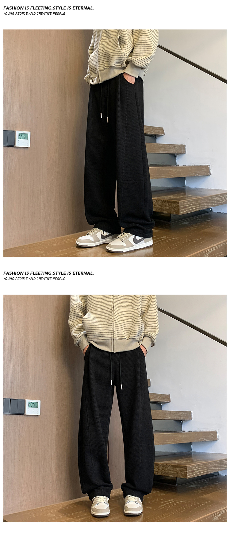Herren Schwergewichtige Diagonal Schnitt Sweatpants Freizeithose_voghion.com
