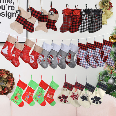 2pcs Christmas decoration gifts socks Home Xmas holiday Tree Pendant Cartoon christmas stocking children christmas gift bag