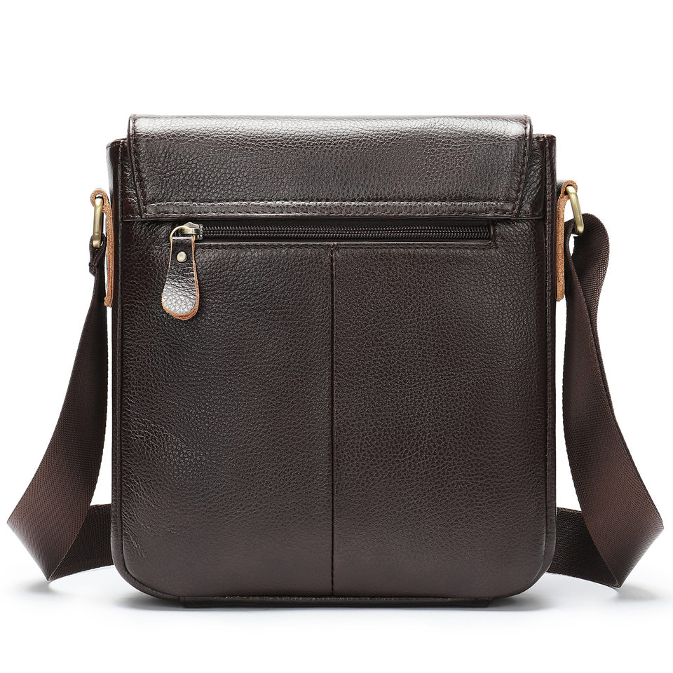 Túi đeo chéo nam da bò thật 24×8×27 cm nắp gập — Xanh quân đội, nâu, Màu đen, Cà phê