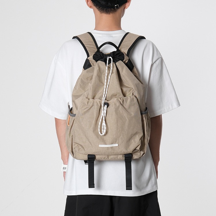 Strap drawstring backpack men's canvas bag, outdoor sports splash proof mountaineering backpack, travel tennis bag for_voghion.com