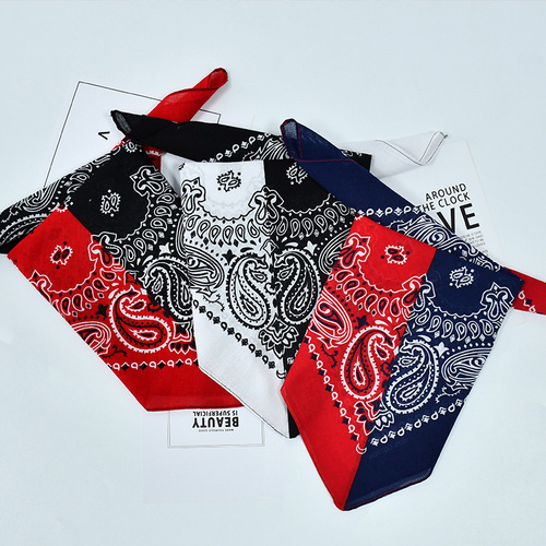 Cross-border factory direct supply wholesale pure cotton cashew nut double combination sweat-absorbing headscarf hip-hop outdoor riding street dance printed square scarf 