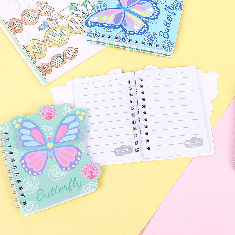 Weibo creativo bobina de dibujos animados libro estudiante mariposa portátil pequeño cuaderno lindo niños pequeño regalo texto