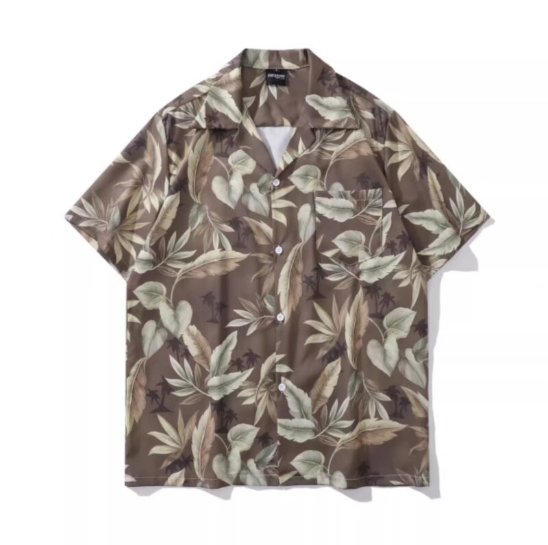Floral Print Shirt Hawaiian Short-sleeved Shirt Niche Loose Cuban Men and Women Couple Flower Shirt Summer Floral Print Shirt Hawaiian Short-sleeved Shirt Niche Loose Cuban Men and Women Couple Flower Shirt Summer