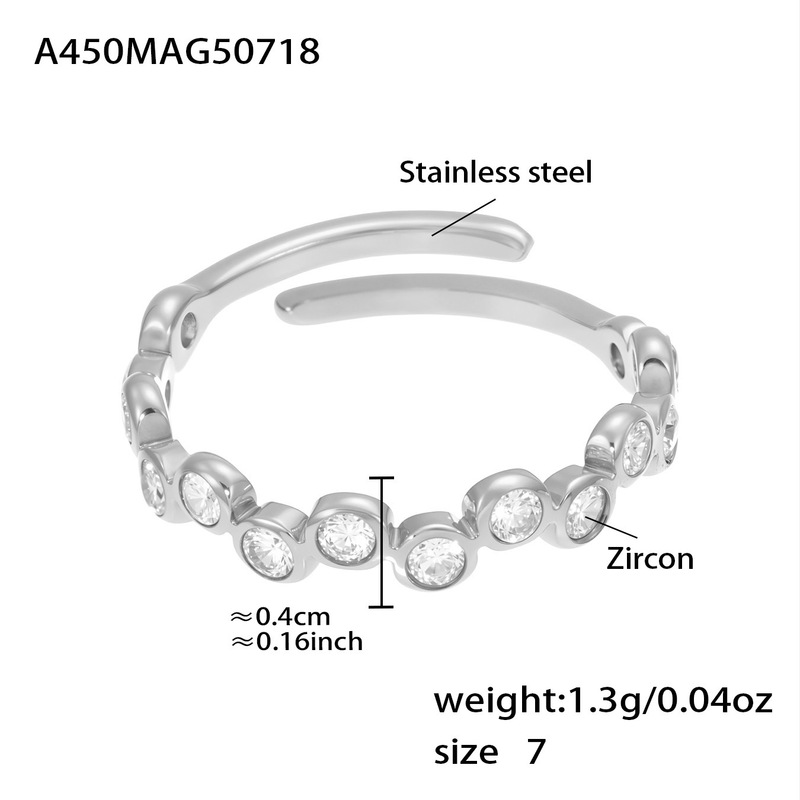 Mili INS スタイルカラフルなジルコンリングチタン鋼 18K ゴールドニッチオープンリングファッショナブルで多用途な色保持ハンドジュエリー女性用|undefined